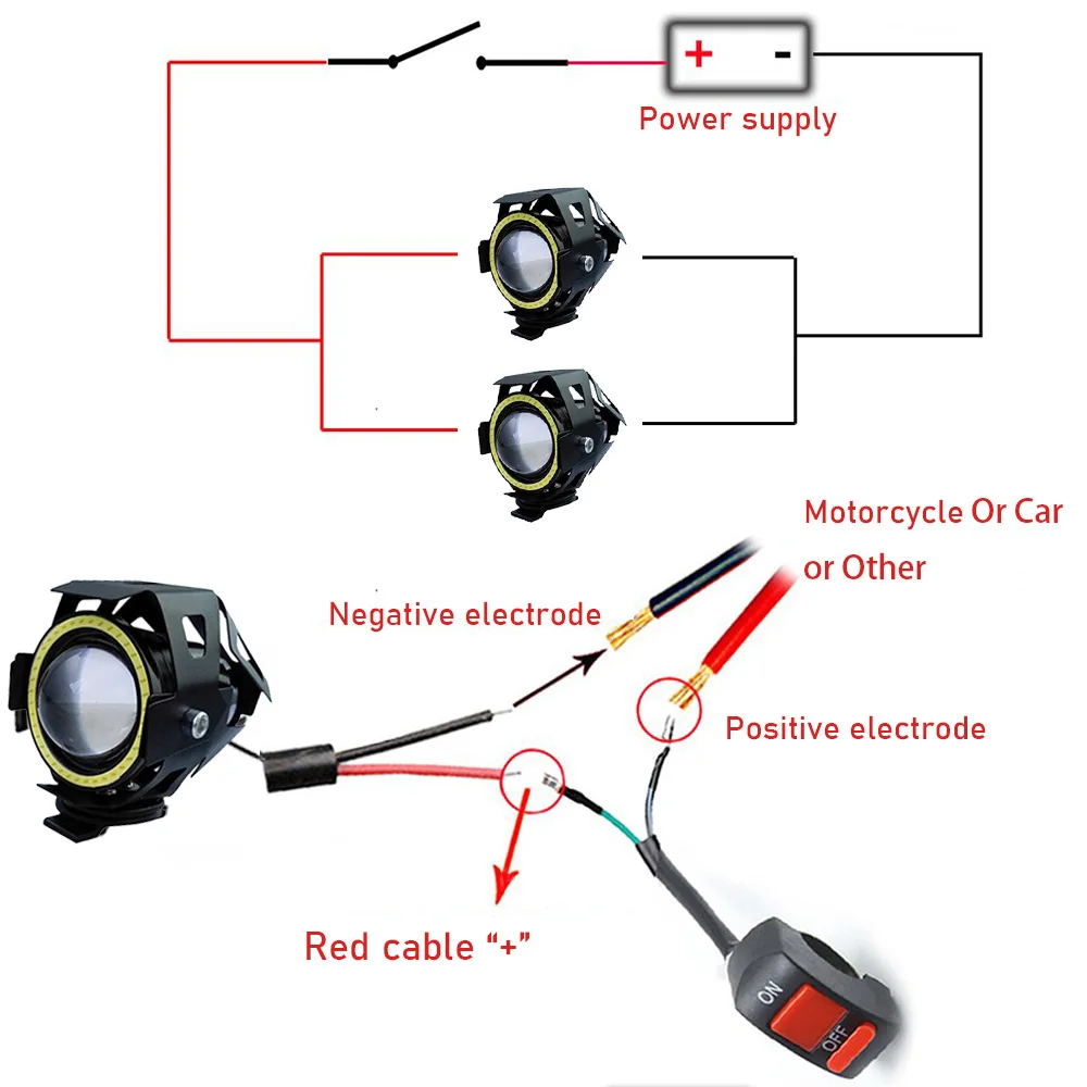 U7 led luz de nevoeiro da motocicleta anjo olhos farol para bmw k100 s1000rr k1200s r1200gs 2004 g310gs ninet r1200gs lc r1250gs f700gs