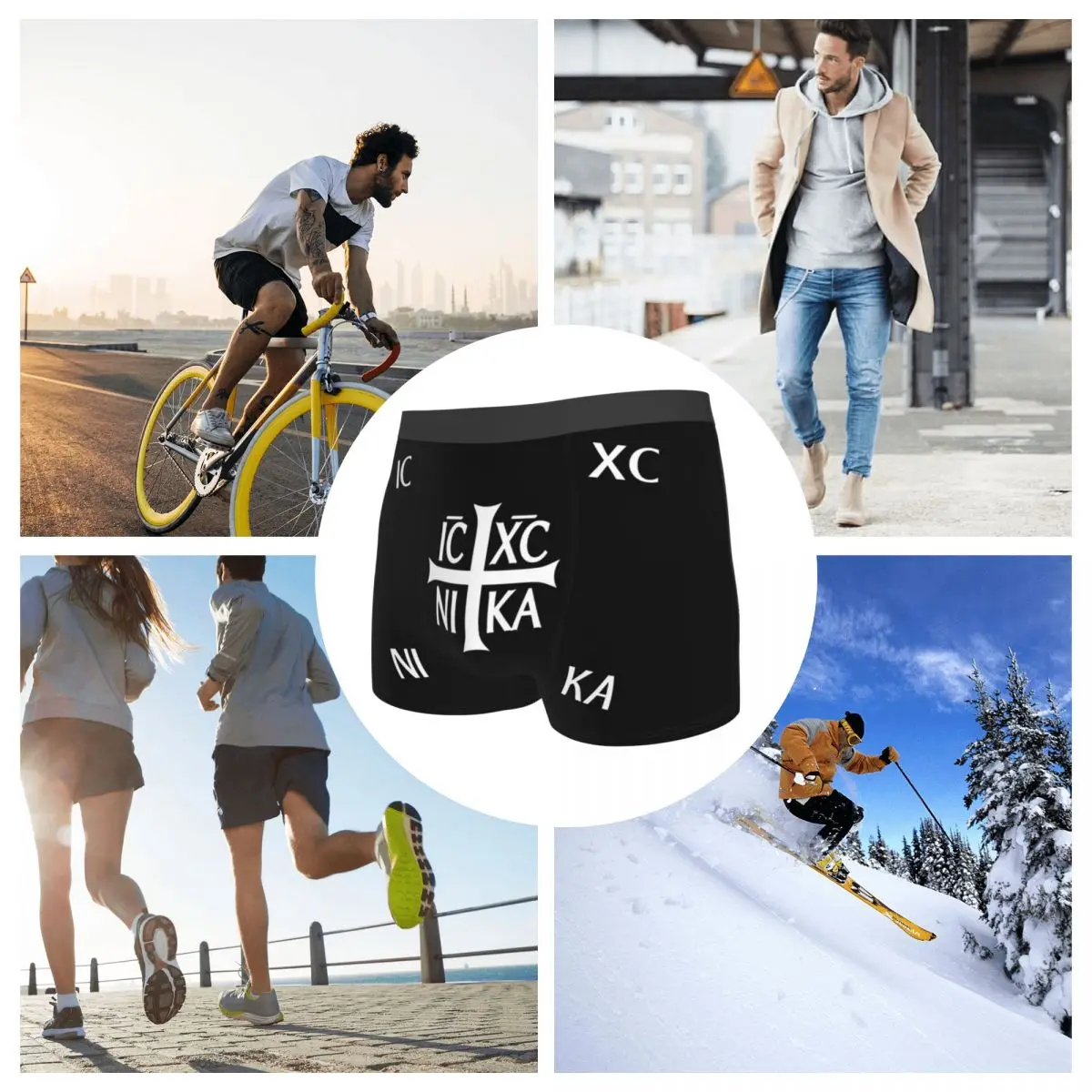 Boxer Underpants Shorts IC XC NIKA Cross Christian Orthodox Jesus Chris Panties Men's Breathable Underwear for Homme Man Gift