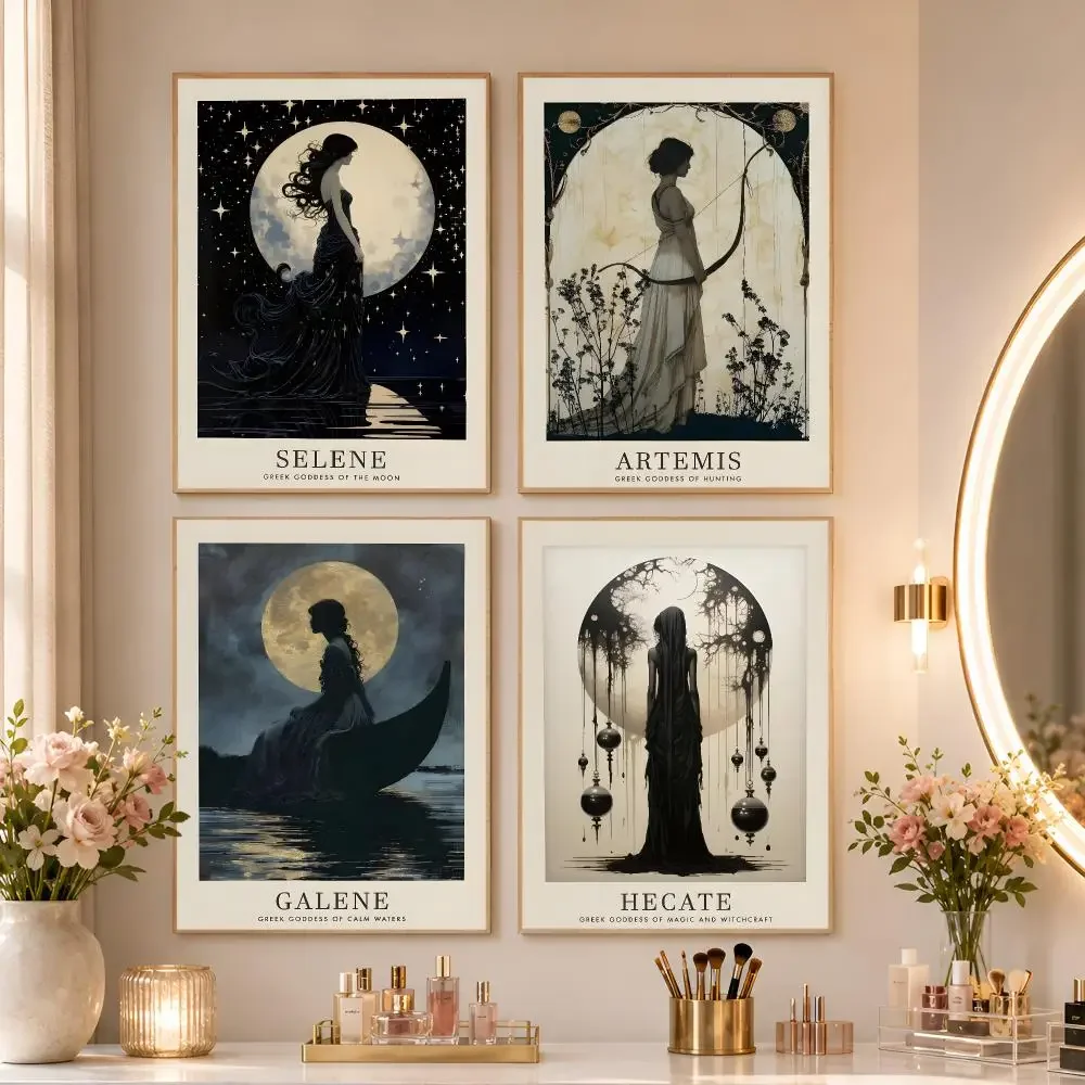 Vintage Classic Greek Mythology Goddess Aphrodite Hera Galene Poster Matte Wall Art Print Living Room Bedroom Home Wall Decor