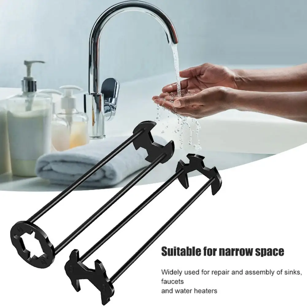 Multi-functional Sink Wrench Narrow Space Plumbing Tool for Faucet Valve Nut Installation Removal Repair Tool Kit