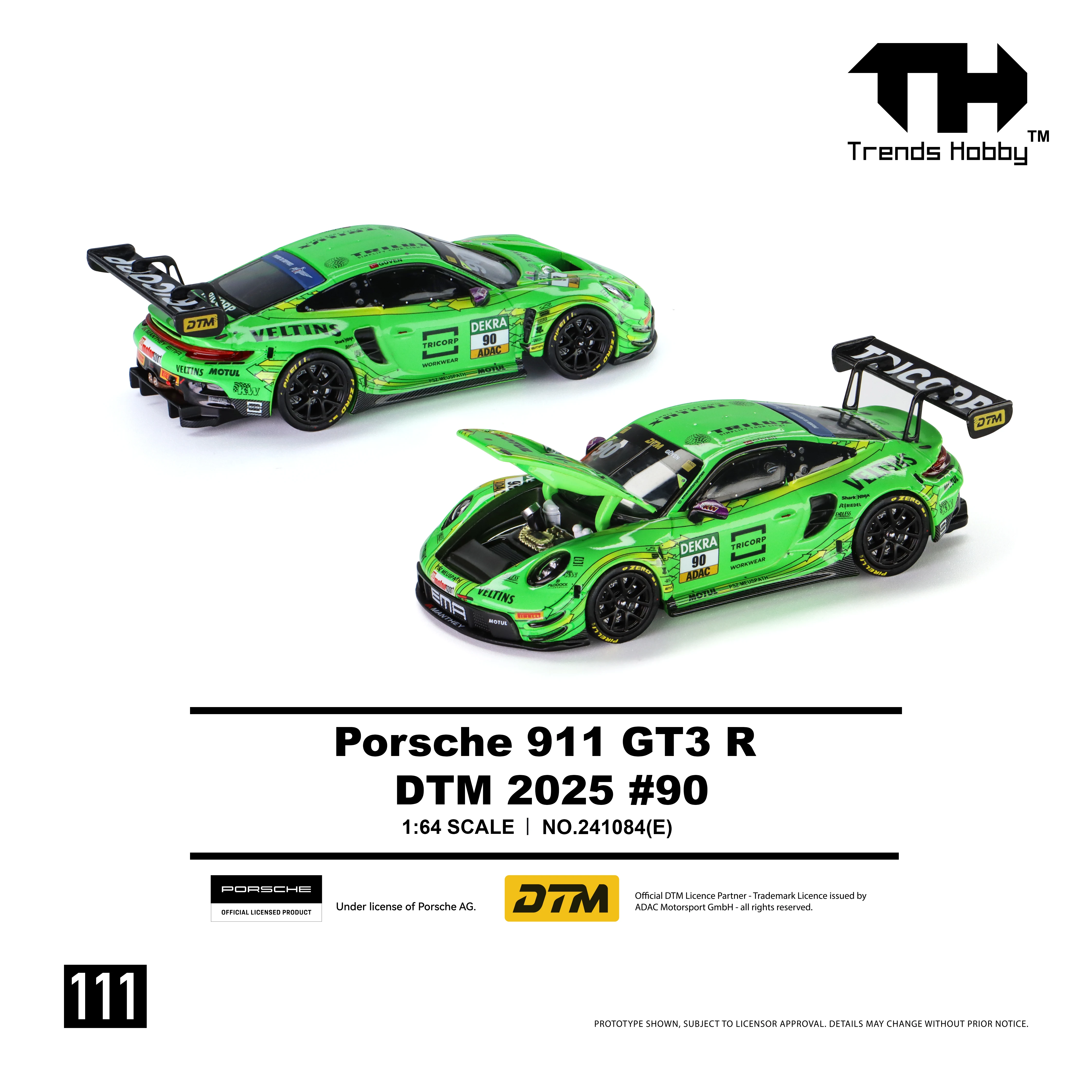 Trends Hobby 1:64 Porsche 911 GT3 Alloy Diecast Car Model Lamborghini Huracan Free Wheels Diecast Collection Gift