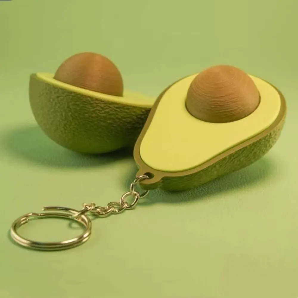 New Funny Avocado Clicker Keychain Calming Sensory Fidget Finger Button Pendant Simulation Fidget Keychain Teens Adult