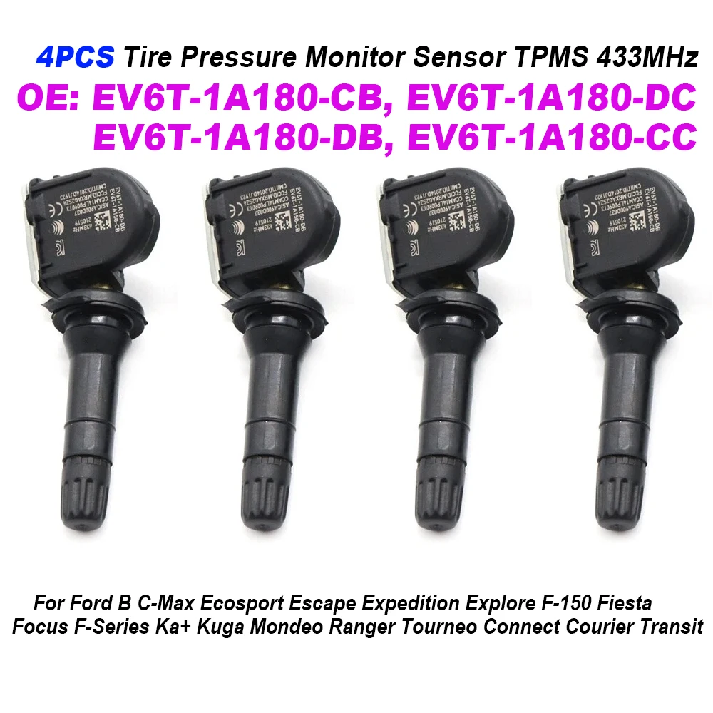 

Новый 4 шт., 433 МГц датчик давления в шинах, датчик TPMS EV6T-1A180-CB EV6T-1A180-CC EV6T-1A180-CE для Ford Mondeo MK5 2014-2017