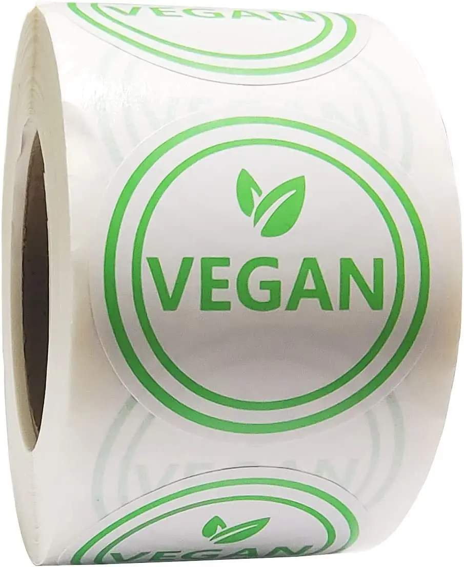 

Vegan Food Rotation Labels,1.5 Inch Round Circle Dot Vegan Stickers(500 pcs per roll)