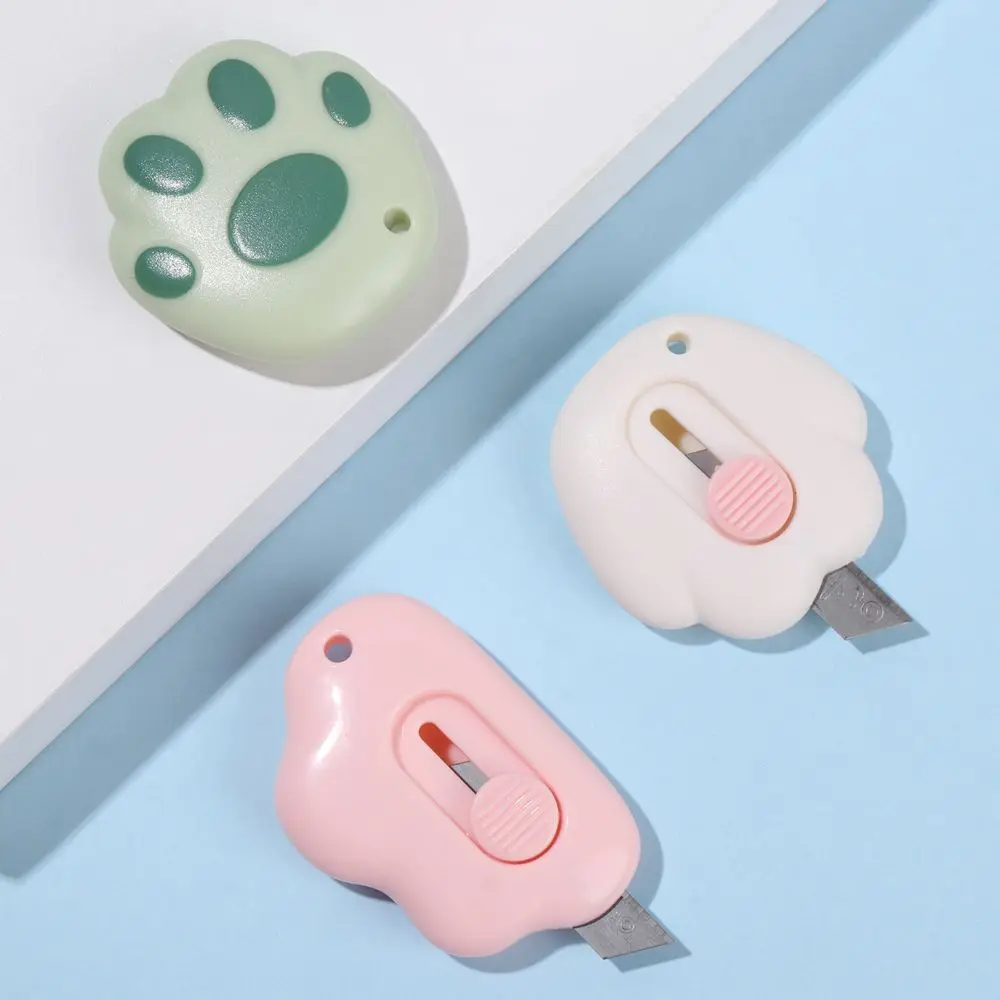 Cute Cat Paw Mini Utility Knife Box Cutter apribottiglie retrattile apriscatole portatile strumento per il taglio della carta materiale scolastico