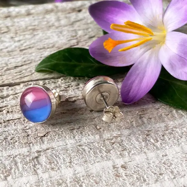 1pair Bisexual Pride Earring Studs Posts Silver Nickel Free!