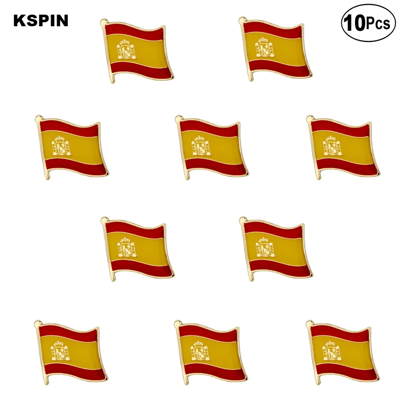 

Spain Flag Lapel Pin Flag badge Brooch Pins Badges 10Pcs a Lot