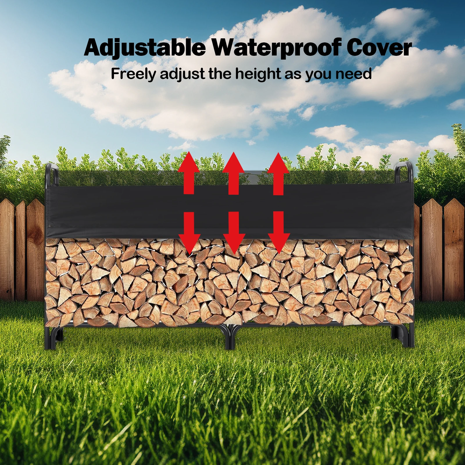 Firewood Rack Indoor and Outdoor,Fire Logs Stand Stacker Holder for Fireplace with Cover Metal Lumber Storage Carrier Organizer