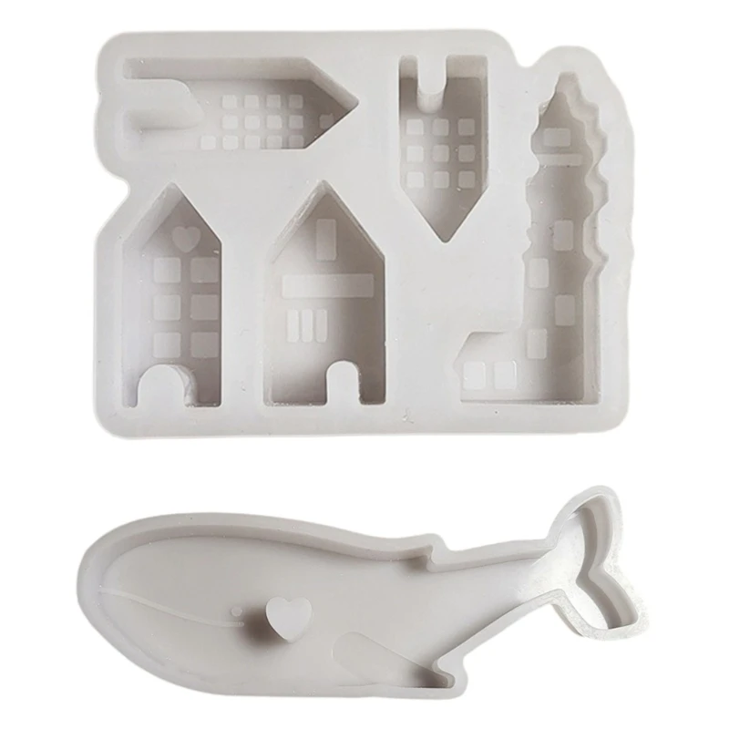 Silicone Whale And House Display Decoration Mold Perfect For Artistic Crafting