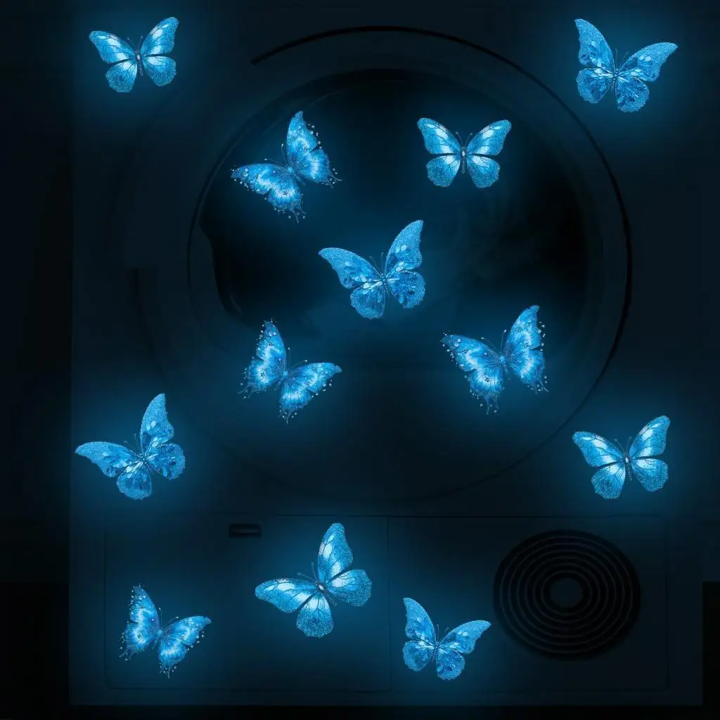 12pcs Luminous Butterfly Wall Decals in Sky Blue,Easy to Peel And Stick,Removable,Suitable for Living Rooms,Bedroom And Bathroom
