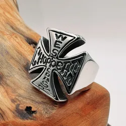 Cross Ring 316L Stainless Steel Jewelry Biker Punk Men Fashion Motorcycle Ring