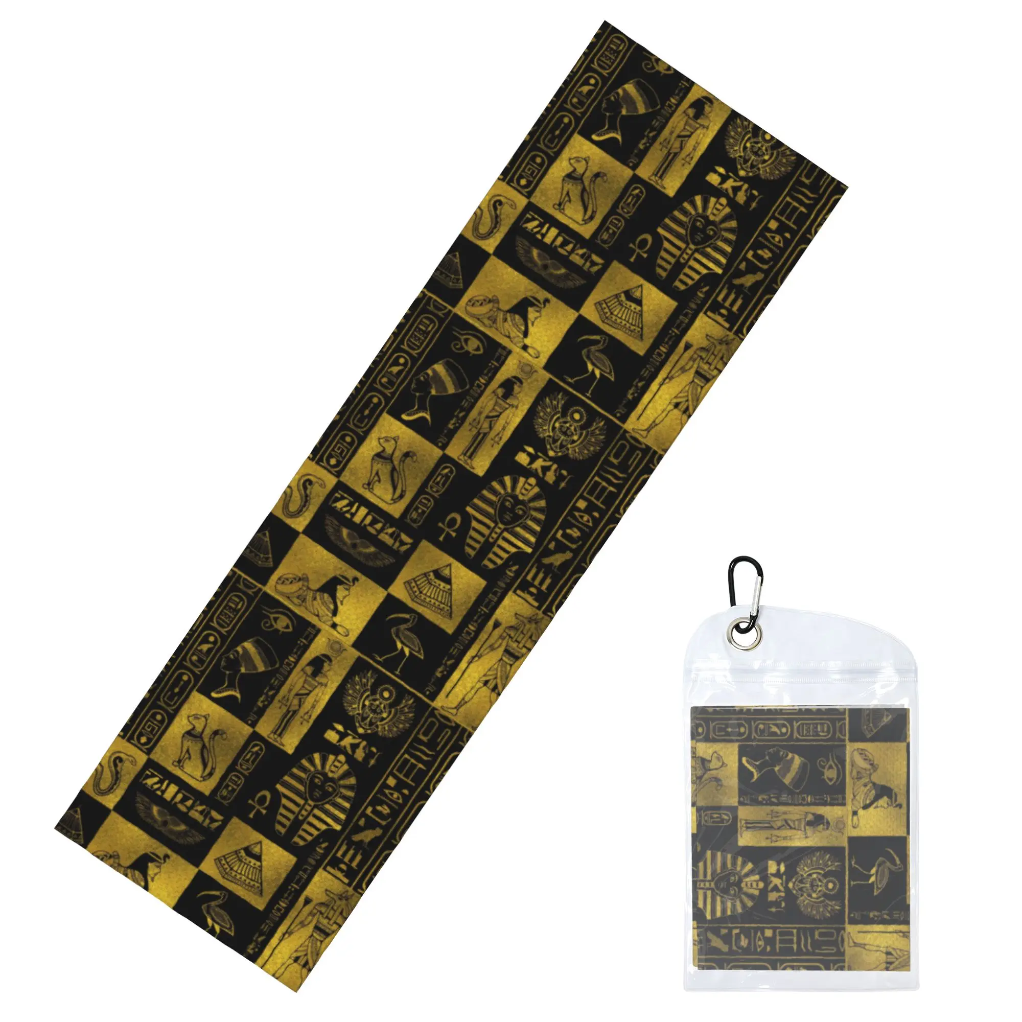 Egyptian Gold Hieroglyphs And Symbols Cold Exercise Towel   Super Soft Breathable Instant Cooling Towel Yoga Towels