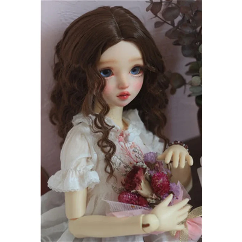 

Милый элегантный парик для девочек BJD, молочный мягкий шелк, длинные вьющиеся прически со средним разрезом, 1/3 1/4 1/6 DD SD MSD YOSD, аксессуары для кукол