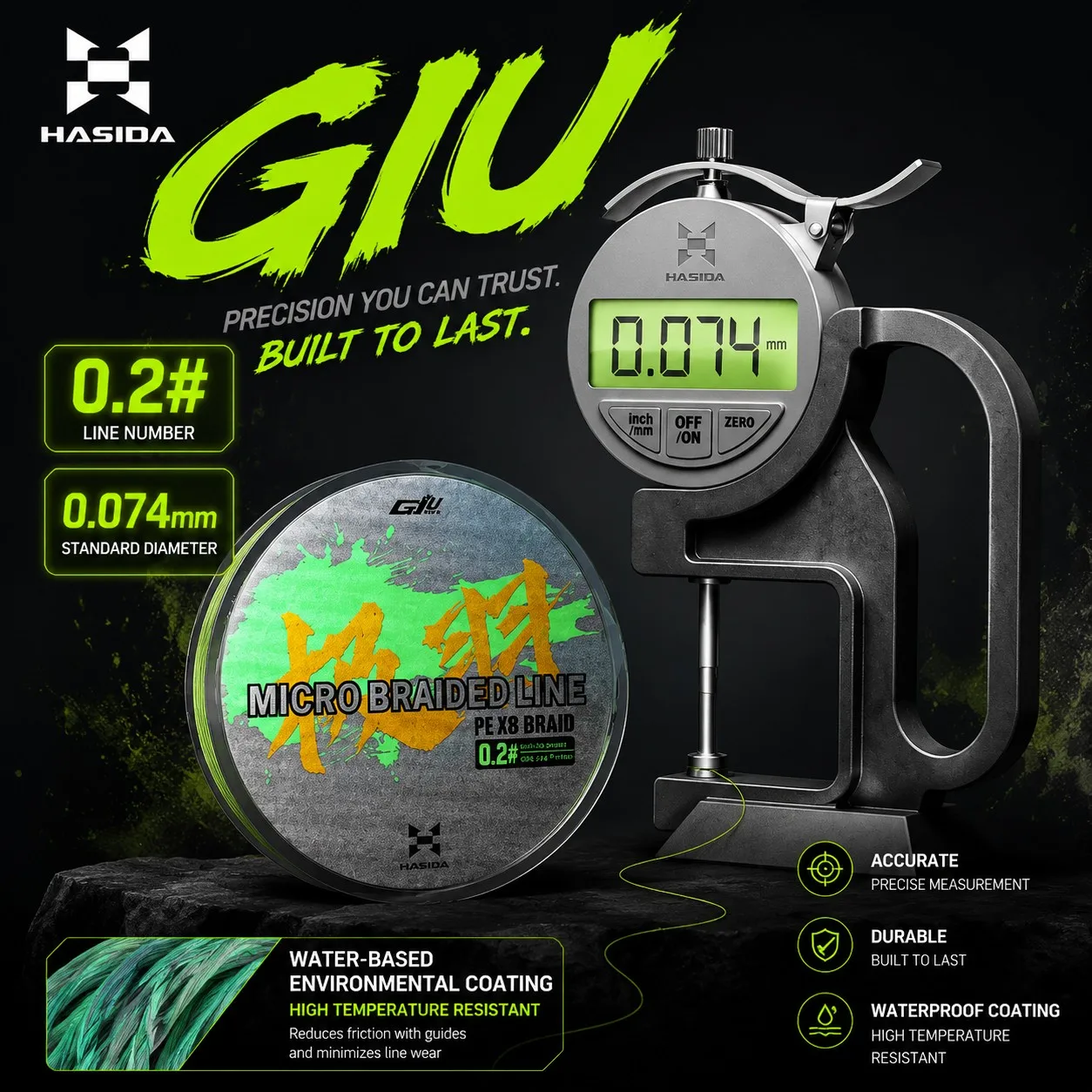 HASIDA GIU X8 PE Schnur Ultraleicht 100M Geflochtene Schnur zum Angeln Japan Original Super Slim 4,9lb 5,8lb 7,9lb 12,2lb 15,7lb