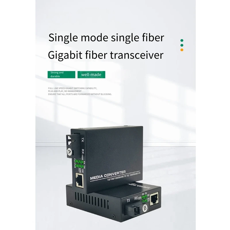 Transceptor do gigabit, conversor dos meios, único modo, 20km SC, 1 par