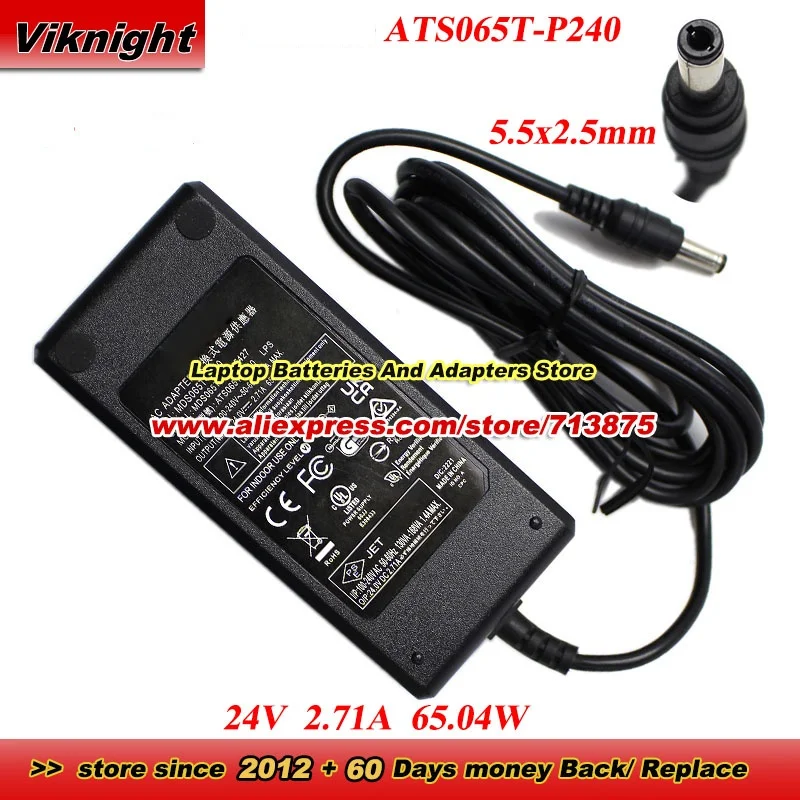 Genuine for MEGA ATS065T-P240 LPS 24V 2.71A 65.04W AC Adapter MDS0655T-P240 MDS065T-P240-5427 Power Supply with 5.5x2.5mm tip