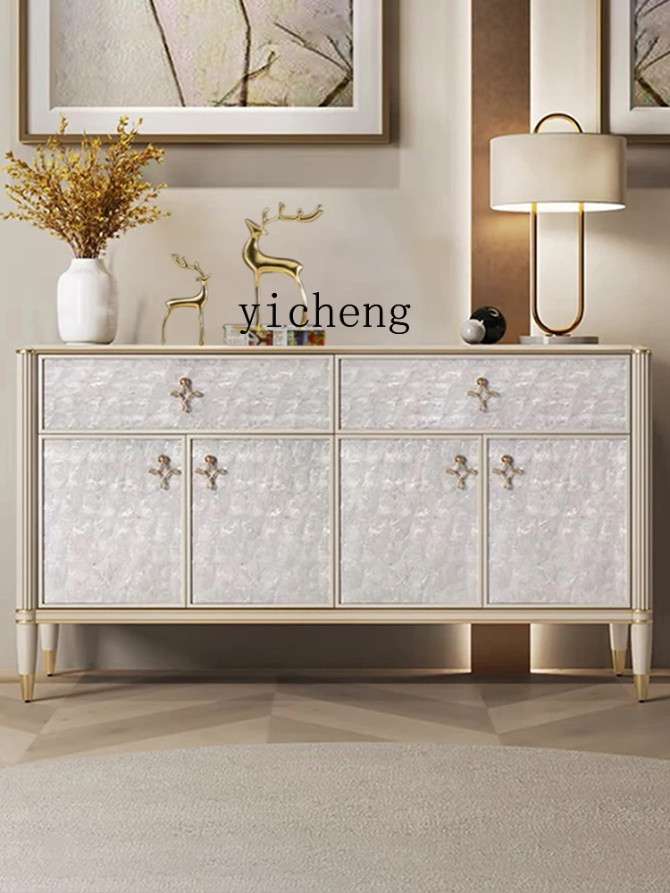 ZK  Cabinet Light Luxury High-End Shell Decoration Living Room Hallway Solid Wood  Storage with Drawer Sideboard Cabinet