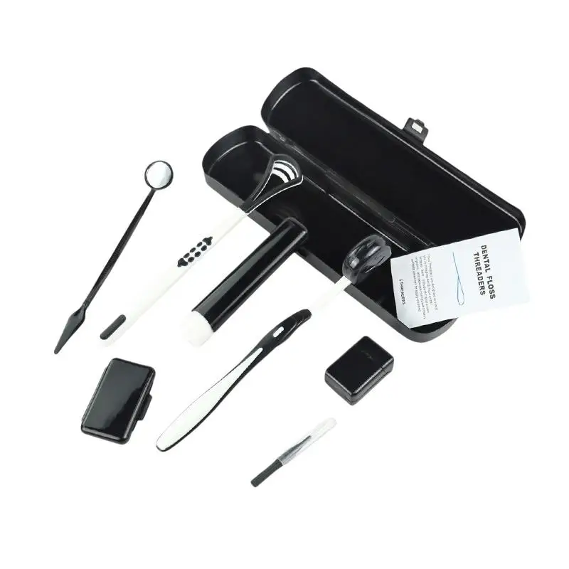 8-teiliges Zahnpflege-Set Zahnreinigung Zahnspangen Zahnbürste Interdentalbürste Zahnseide Ortho-Wachs Tragbares Reise-Kit – Detail 6