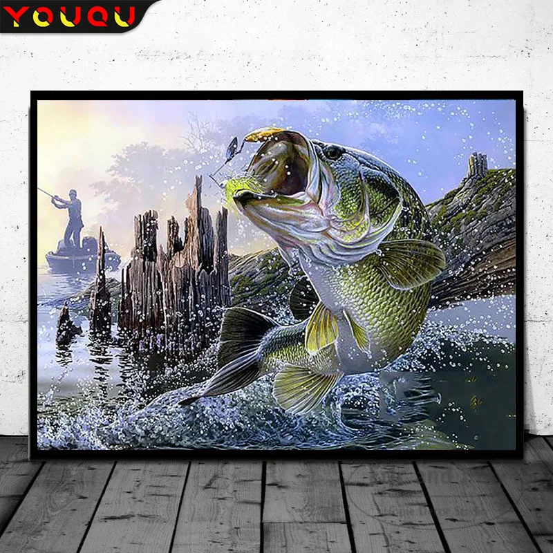 

YOUQU Animal Diamond Painting Art Fish Mosaic Picture DIY Personality Home Decoration Handicraft Art Gift Diamond Cross Stitch