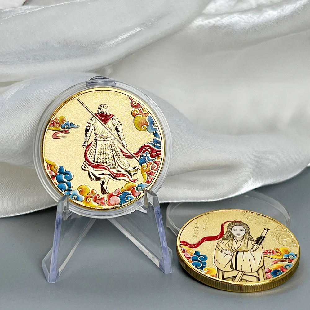 1PC 3D Relief Commemorative Coin Sun Wukong Commemorative Medal Monkey King Back View Beauty Women Coins Decoration Crafts