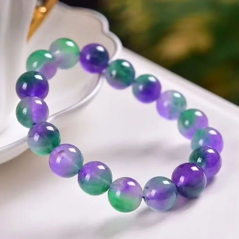 Retro naturalna zieleń Jade Dongling kwiat 8-12mm elastyczna bransoletka wisiorek biżuteria moda ręcznie dzianiny Amulet prezenty kobiety bransoletka