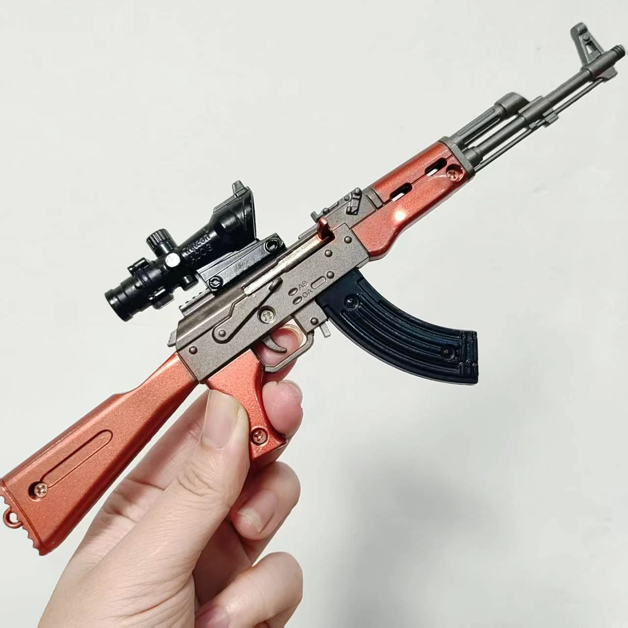 

30cm Mini Alloy AK47 Rifle Toy Gun Model Figures Keychain Toy Decoration Crafts CS Adult Tactics Collection Gift for Boys