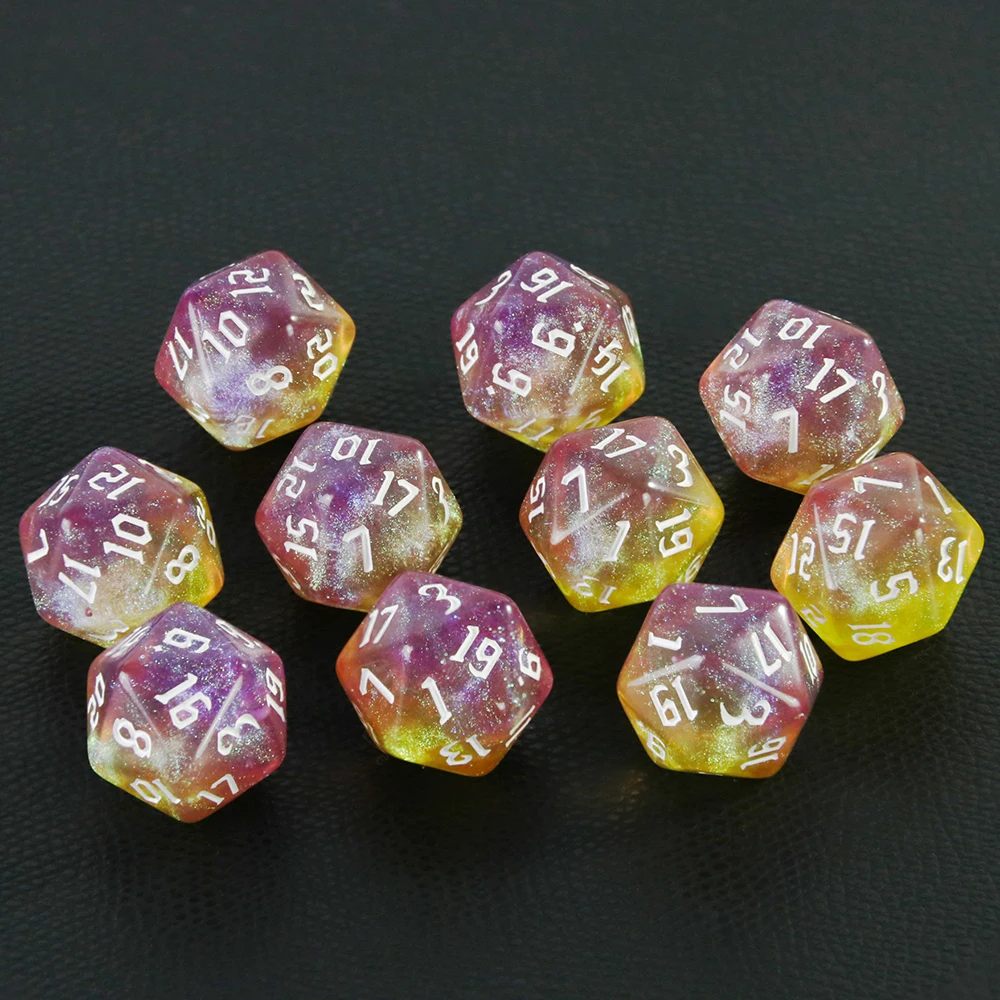 20 sided Glitter Dice Set 10pcs D20 mixed color Polyhedral Dice for Role-playing Board Game RPG D&D