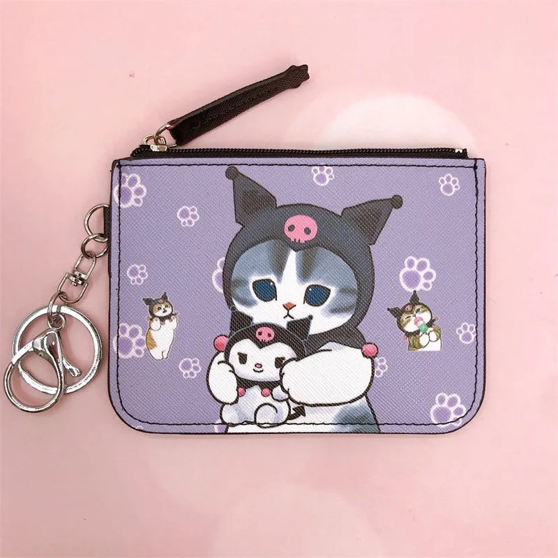 Hello Kitty Cute Wallet Women Sanrio Coin Purses Leisure Zipper Melody Card Holder Kuromi Coin Pouch Cartoon Printed Clutch Case