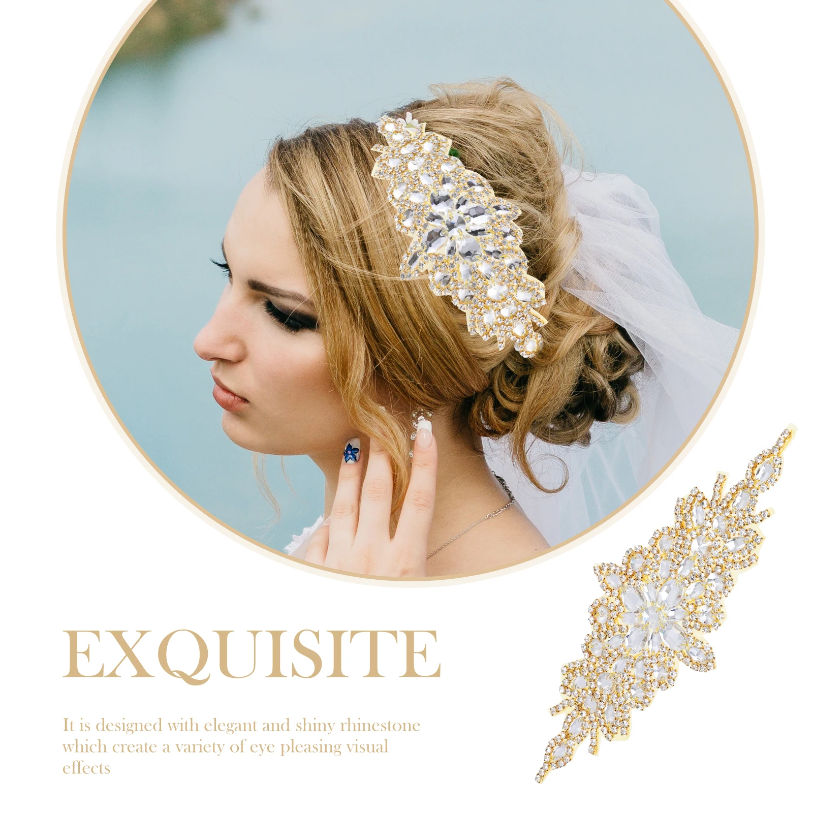 

Rhinestone Wedding Girdle Bridal Belt Sash Applique Glitter Dress Accessory Sew-On Premium Material Elegant Sparkling Hair