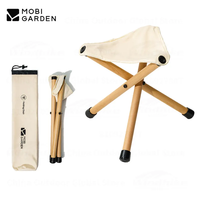 

MOBI GARDEN Outdoor Folding Chair Portable Lightweight Solid Wood Maza Camping Picnic Fishing Triangle Stool Bearing Weight 80kg