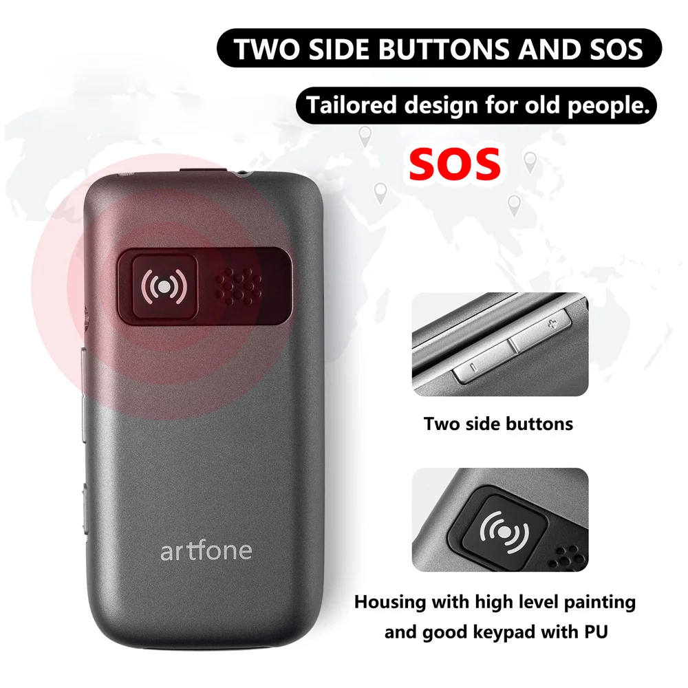 Artfone G6 LTE 4G Flip Senior Mobile Phone Big Keypad For Elderly Single Sim Celulares FM SOS Cellphones With Charging Dock