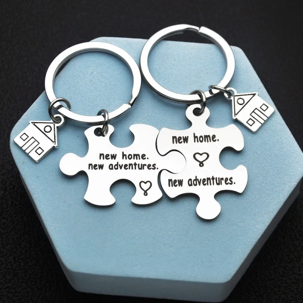 2022 Stainless Steel 2Pcs Our First Home Keychain New Home New Adventure Keychain Housewarming Gift