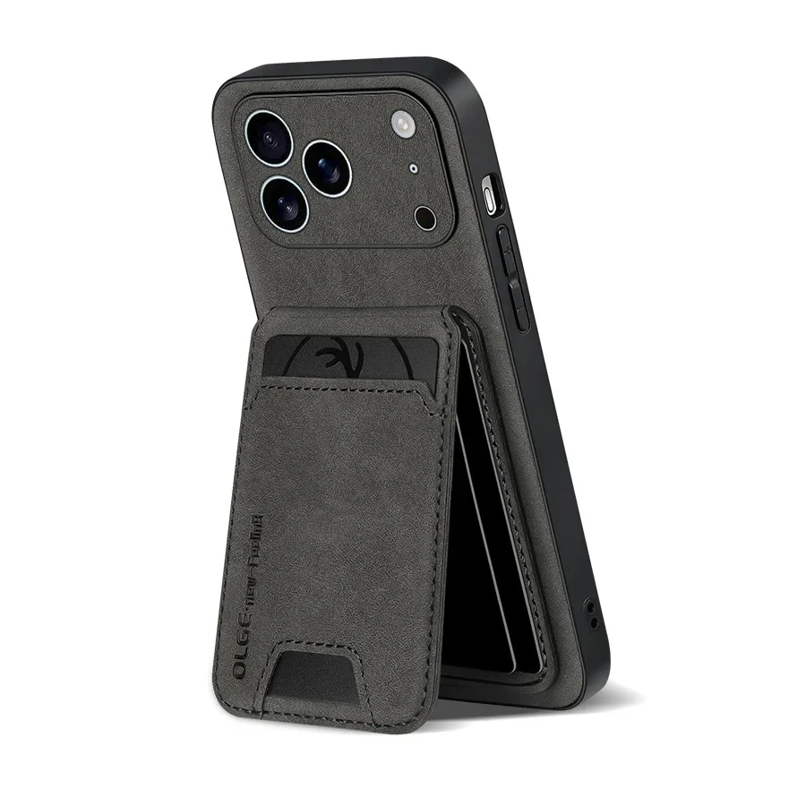 Zweiteiliges Set (Handyhülle und Kartenhalter) Luxuriöse Kartenhalter-Handyhülle aus Kunstleder, geeignet für iPhone 17 16 E 15 13 14 Pro – Detail 3