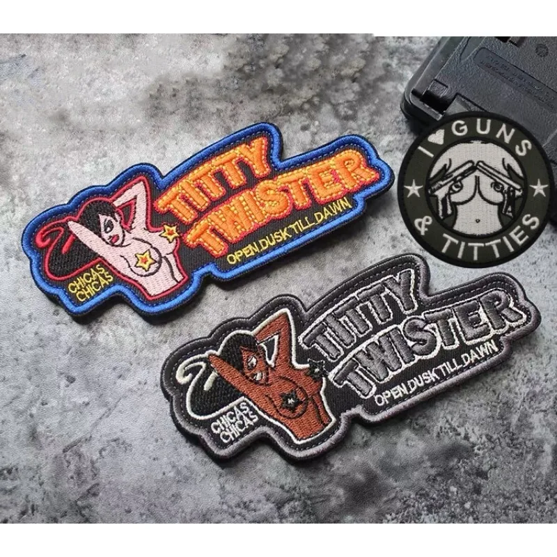 TITTY TWISTER Personality Patches Sexy Hook and Loop Morale Badge Embroidery Patch Tactical Backpack Stickers