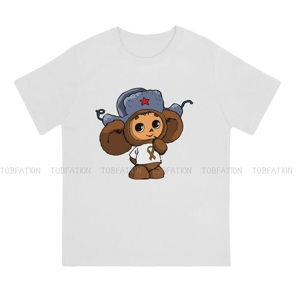 USSR Fashion Polyester TShirts Cheburashka Cute Soviet Russian Cartoon Male Harajuku Streetwear T Shirt O Neck