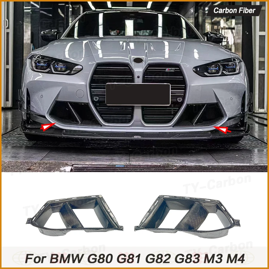 Real Carbon Fiber Car Front Bumper Air Vent Covers Trims for BMW 3 4 Series G80 G81 G82 G83 M3 M4 2021+ MP Fog Lamp Grill Cover