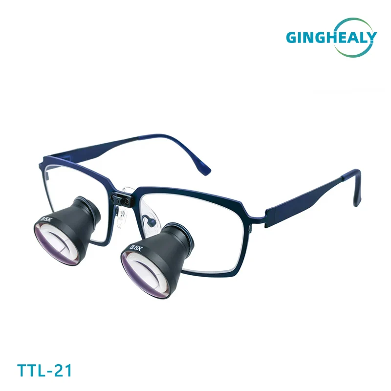 Ginghealy 21 TTL Galilean Loupes 2.5X/3.0X/3.5X IPD Customized Dental Surgical Loupes clear visionMetal Lens Titanium Frame