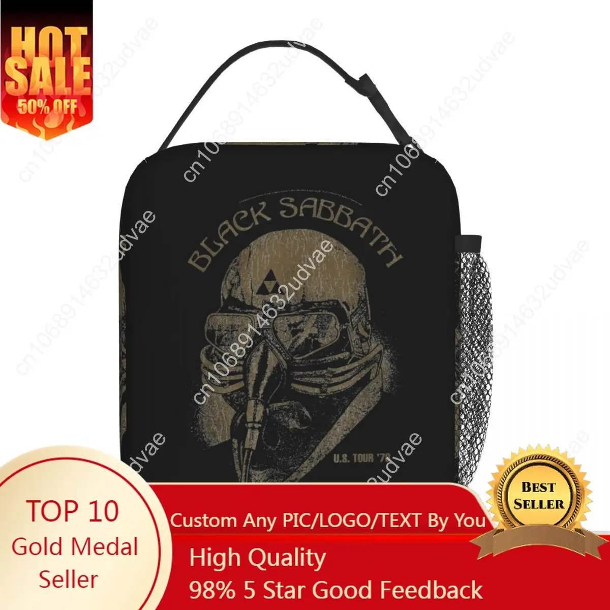 

Black Sabbaths Black Official Tour Eye Rock Metal Insulated Lunch Tote Bag Band Lunch Container Y2K Thermal Cooler Bento Box