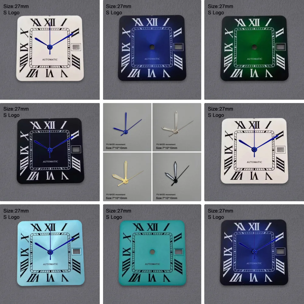 High Quality 27mm S Logo Dial Square Roman numerals Suitable For NH35 Japanese Automatic Movement Watch Accessories Repair Tool