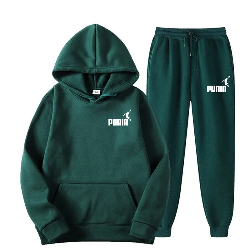 Autumn Winter Hooded Sweatshirt Suit Men And Women Couple Jogging Hoodies+Sweatpants Two Pieces Set Streetwear Casual Clothing