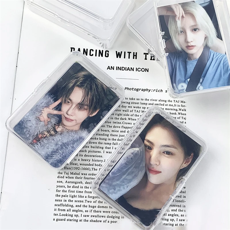 JESJELIU Transparent Idol Photo Storage Case Plastic Kpop Albums Photocard Small Card Collection Organizer Photo Card Holder Box