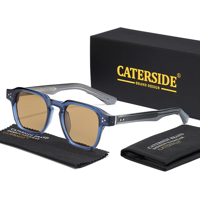 CATERSIDE Vierkante mode-zonnebril Heren Core Insert Temple Luxe merk zonnebril Dames Reizen Strandfeest Festival Geschenken