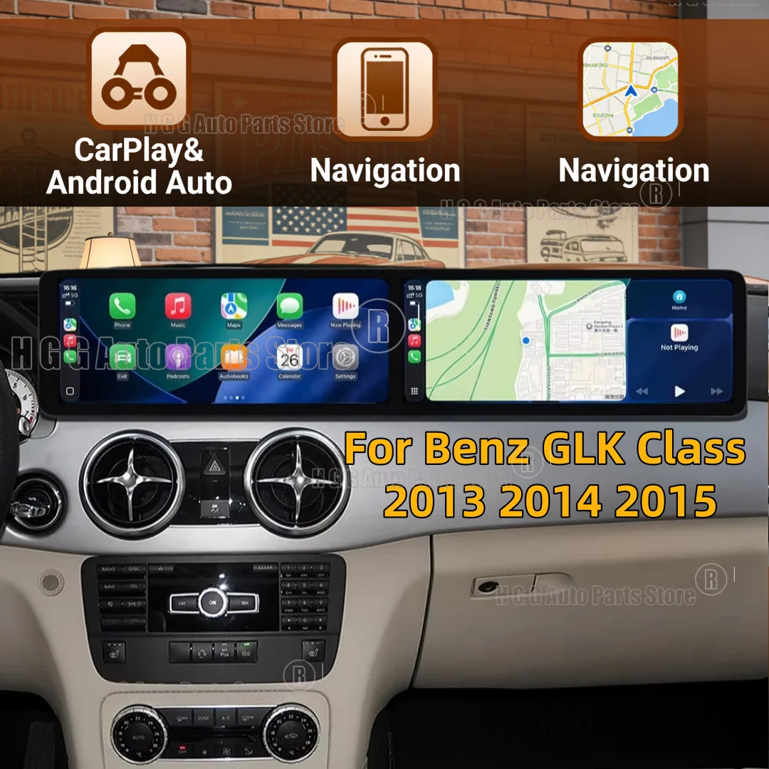 Dual 12.3inch Android Auto For Mercedes-Benz GLK 2013 2014 2015 Car Radio Stereo Carplay GPS HD Screen 8 CORE Navigation Device