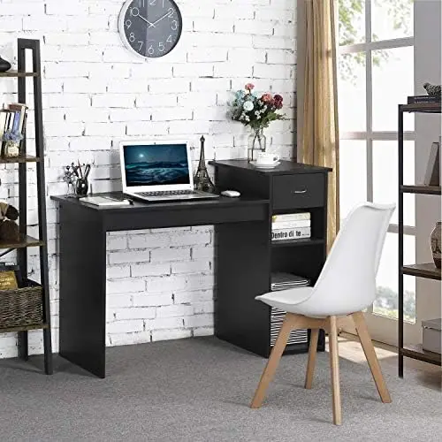 

Modern Computer Desk, 47 inch Home Office Computer Desk, Study Writing PC Table Workstation with Drawers and Printer for Small