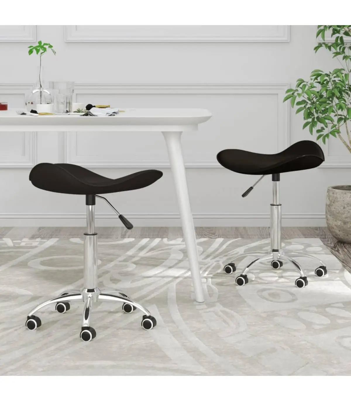 Dining chairs rotating dining chairs 2 units black synthetic leather