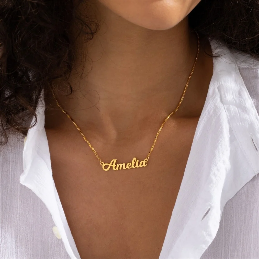 

Custom Name Necklace Personalized Handwritten Signature Necklaces for Women Stainless Steel Jewelry Choker Anniversary Gift