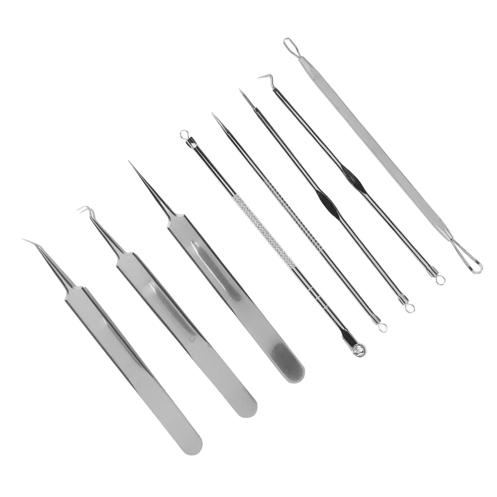 8pcs Stainless Steel Blackhead Extractor Tool Set with Storage Box