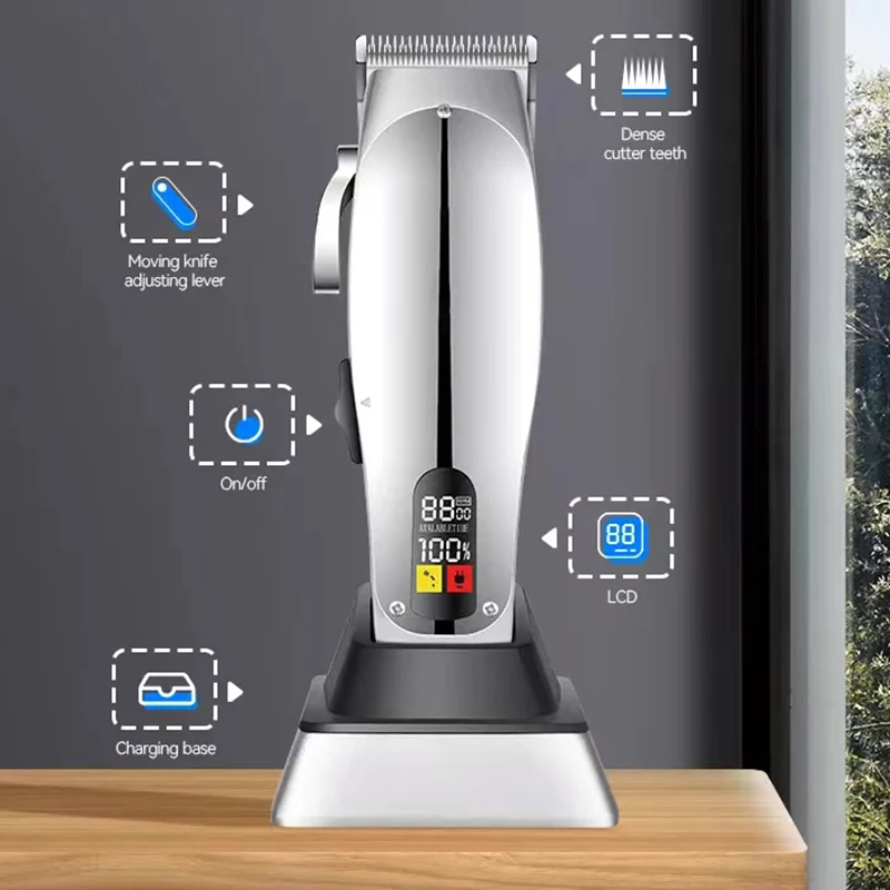 مقص شعر لاشي لاسلكي من Kemei ، مقص شعر كهربائي احترافي ، آلة قص شعر قوية ، قاطع حلاق ، ander Master ،