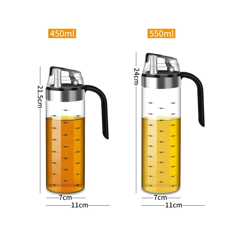 450/550ML Oil Dispenser Seasoning Bottle Sauce Bottle Glass Storage Bottles For Spice Glass Oil Bottle Cooking Kitchen Tool