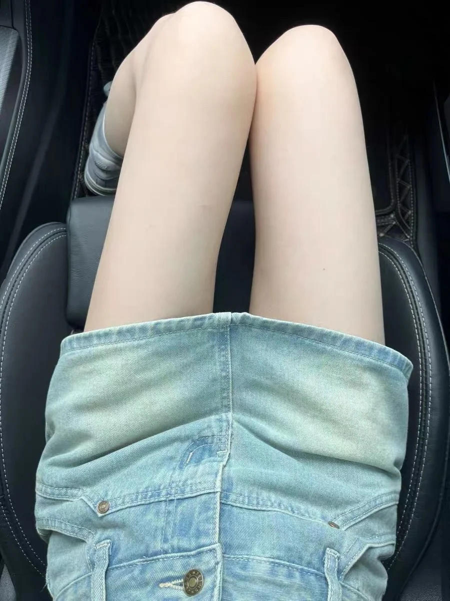 

Юбка-шорты женская джинсовая с высокой талией, А-силуэт, летняя новинка, большие размеры, защита от просвечивания